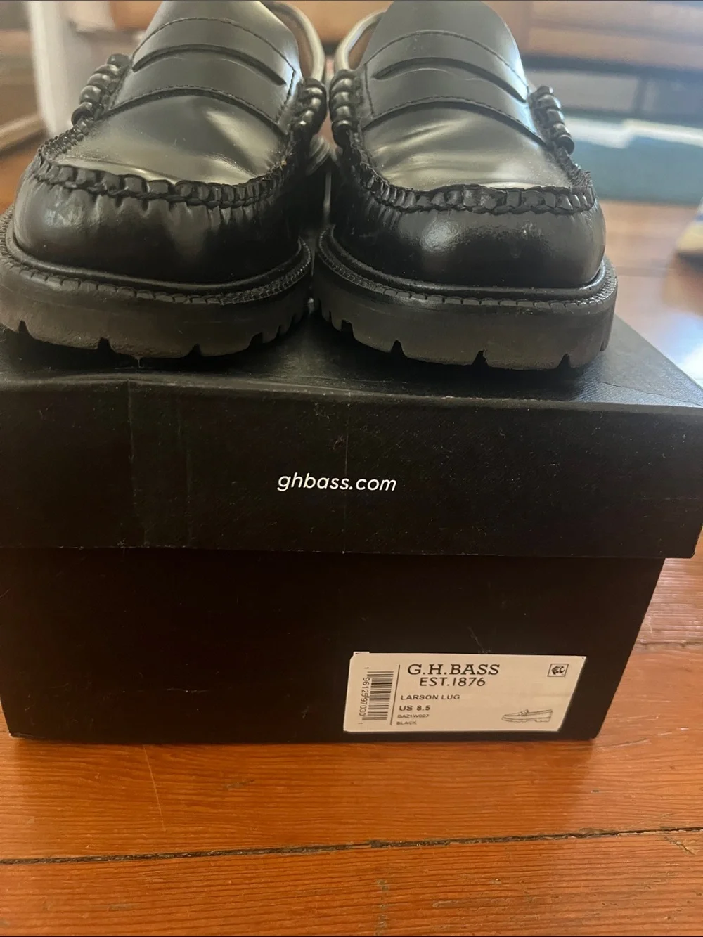 G.H. Bass & Co. Black Larson Lug Penny Loafers